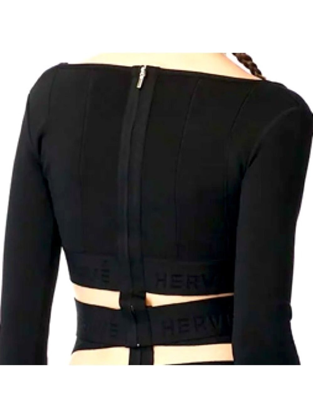 Herve Leger Black Bandage Bodycon Crop Top Size M - Picture 4 of 12